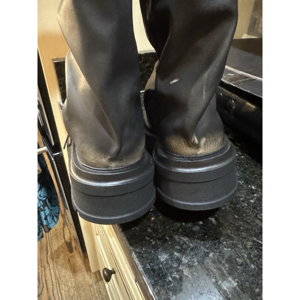 Madden Girl Women's Restore Knee-High Slouchy Lug-Sole Moto Boots Taupe Size 8.5 - Picture 5 of 8